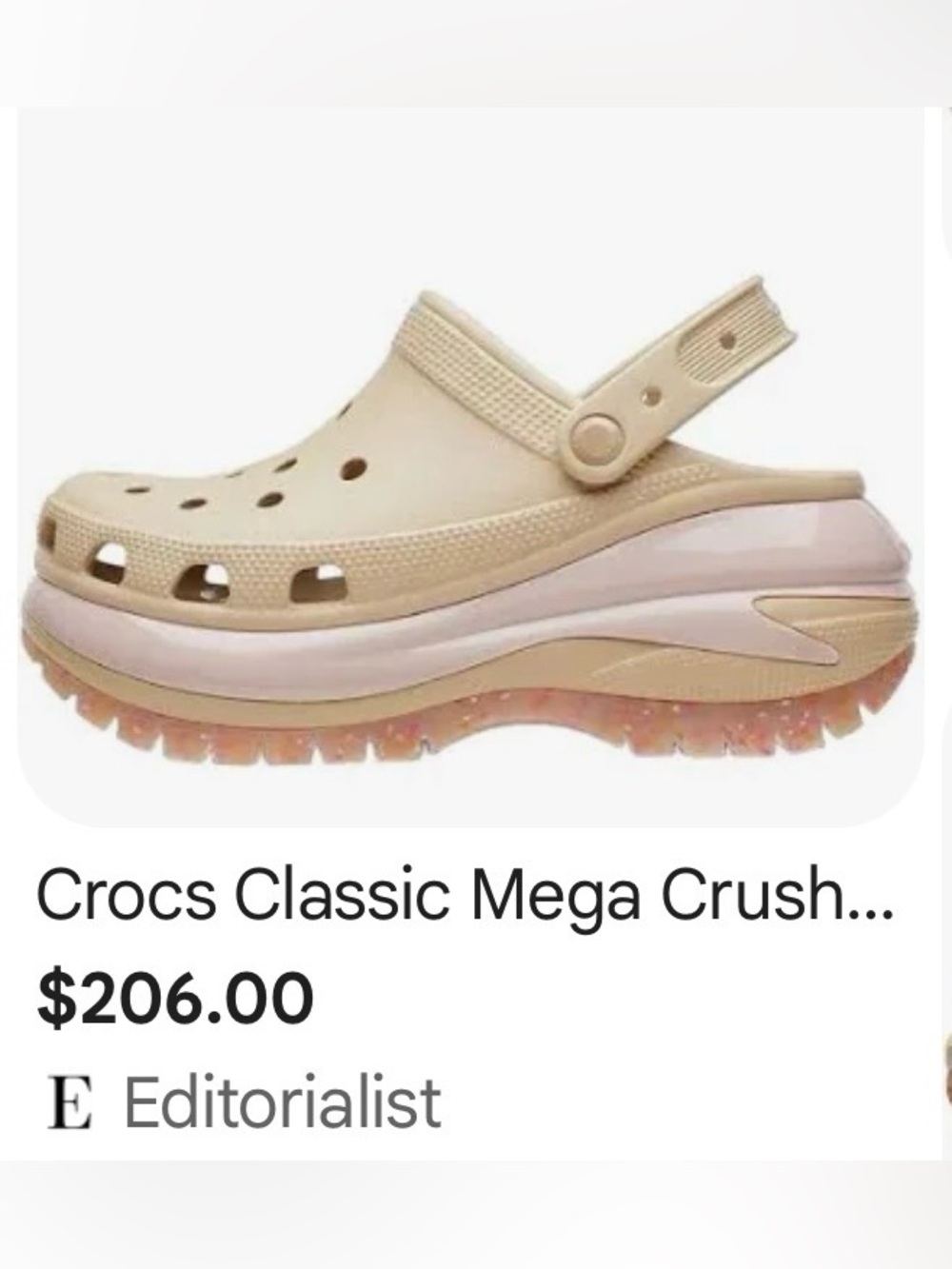 Crocs Classic Mega Crush Platform Clog - Beige